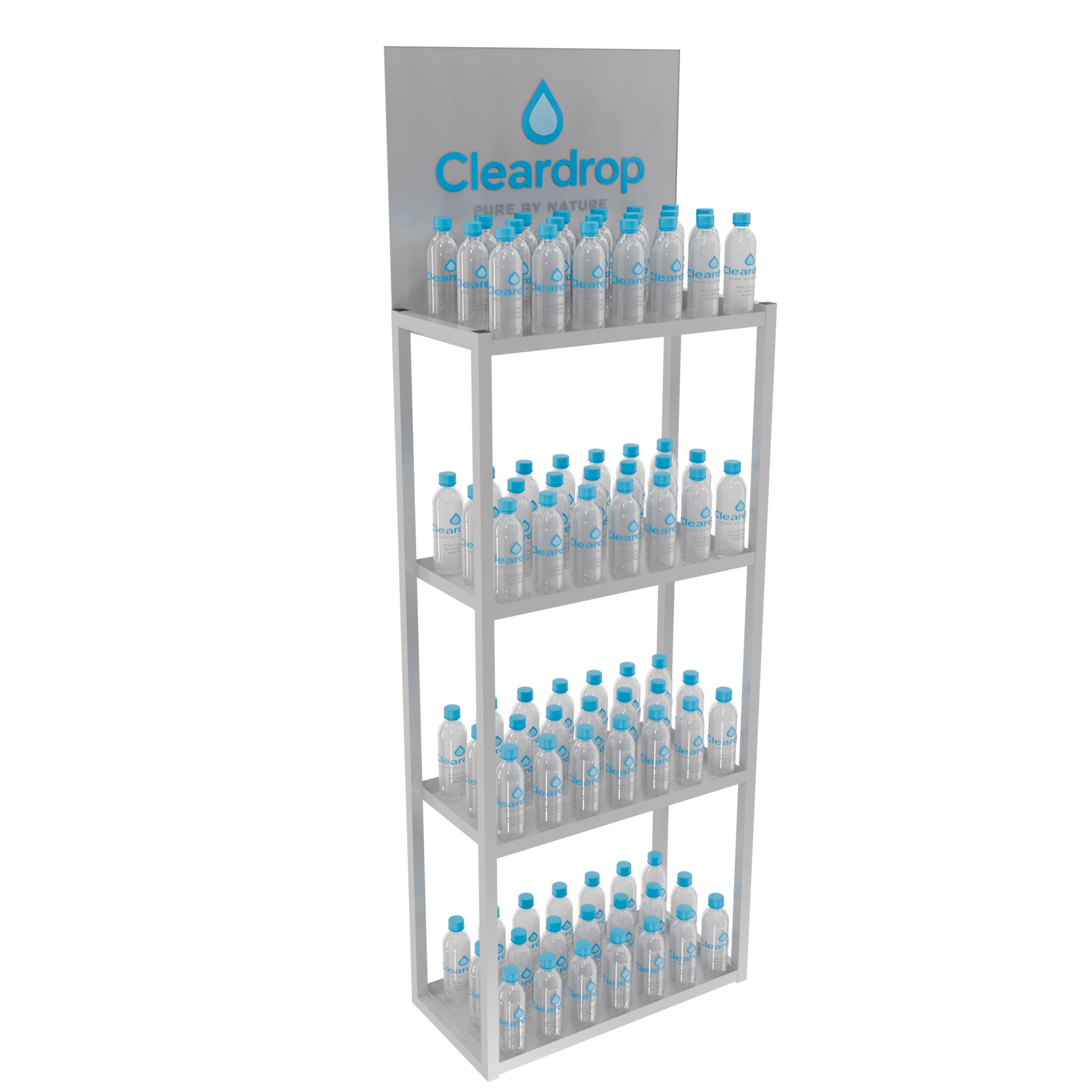 Cleardrop Pure by Nature metal display stand for bottled water – POS rack by Goldisplay
