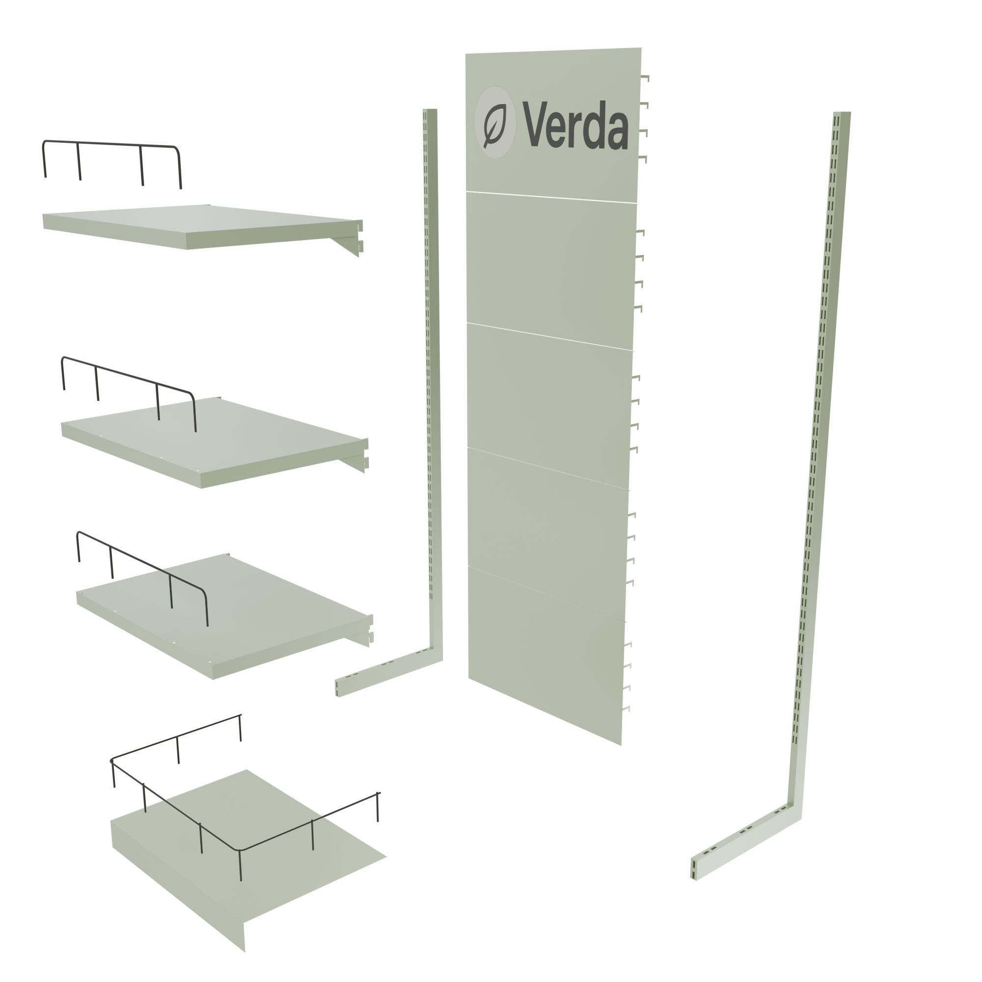 Metal display rack with wire-front shelves for eco products by Goldisplay